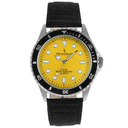 Peugeot - Men's 42mm Stationary Sport Bezel Watch with Canvas Strap - Yellow