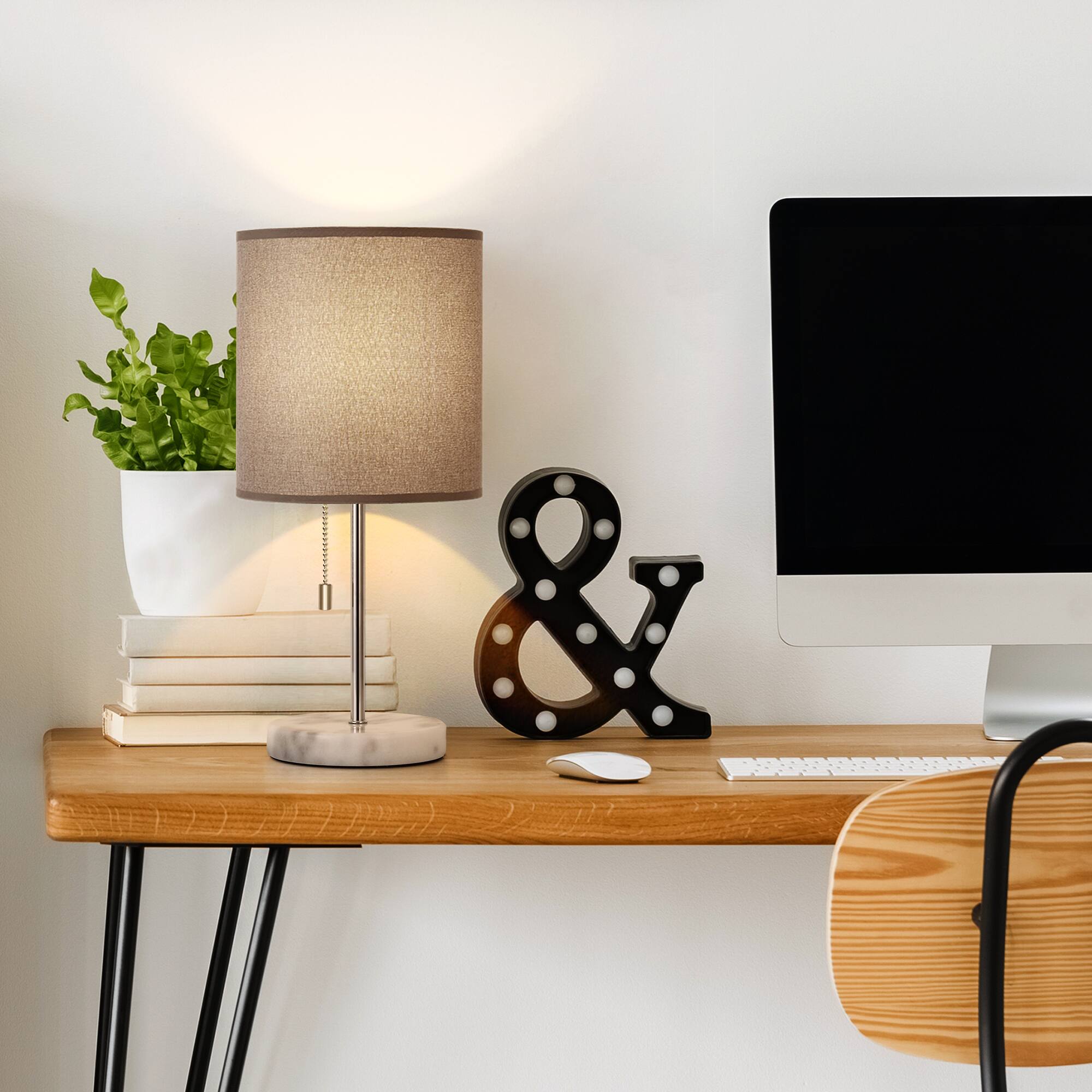 Alt View 1. Oumilen - Bedroom Bedside Table Lamp Marble Desk Light Nightstand Lamp Pull-Chain Switch.