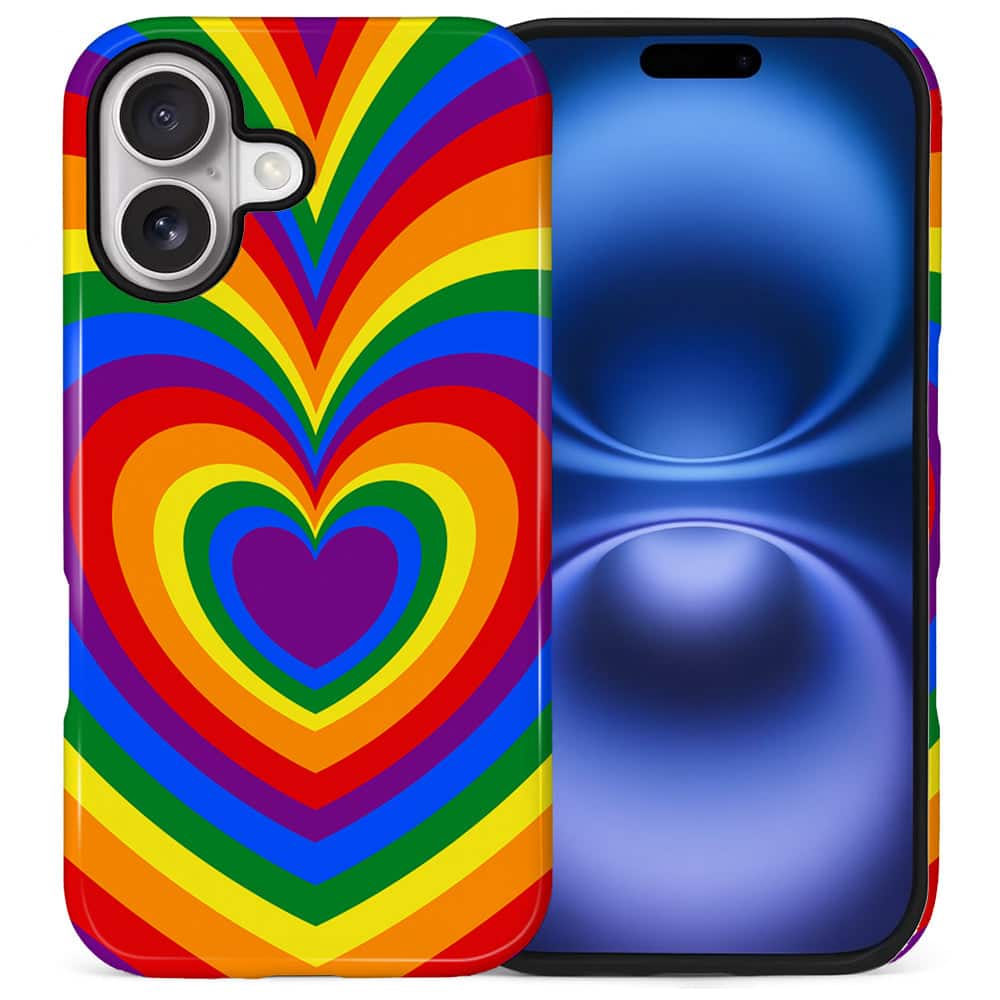 Finnhomy - Smartphone Case for iPhone - Dual-Layer Heavy Duty Protective Cover - Rainbow Love Heart - Rainbow Love Heart for iPhone 17