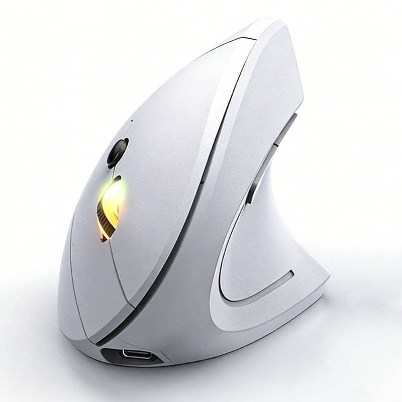 SKRAN - Vertical Ergonomic Wireless Bluetooth Mouse - 57° Wrist-Friendly, 3-Level DPI, Silent Click for Office/Gaming - Wireless - White