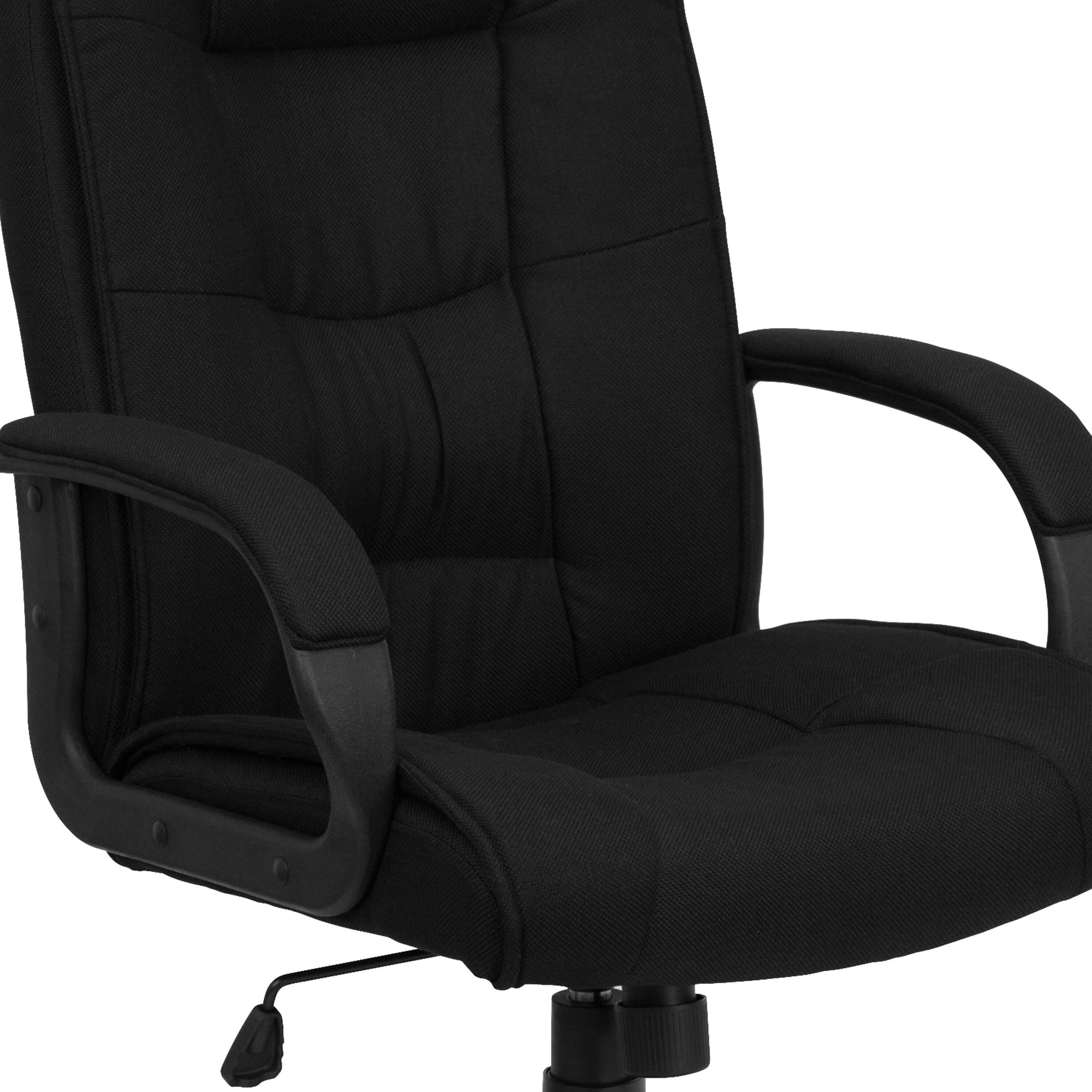Alt View 8. Emma + Oliver - High Back Multi-Line Stitch Executive Swivel Office Chair with Arms - Black Fabric.