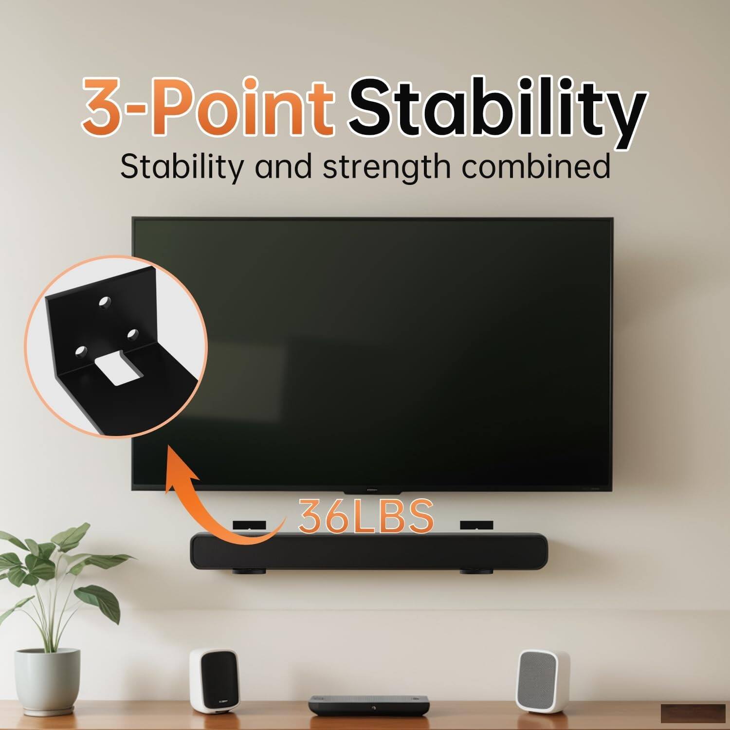 3-Point Stability  
Stability and strength combined  
36LBS