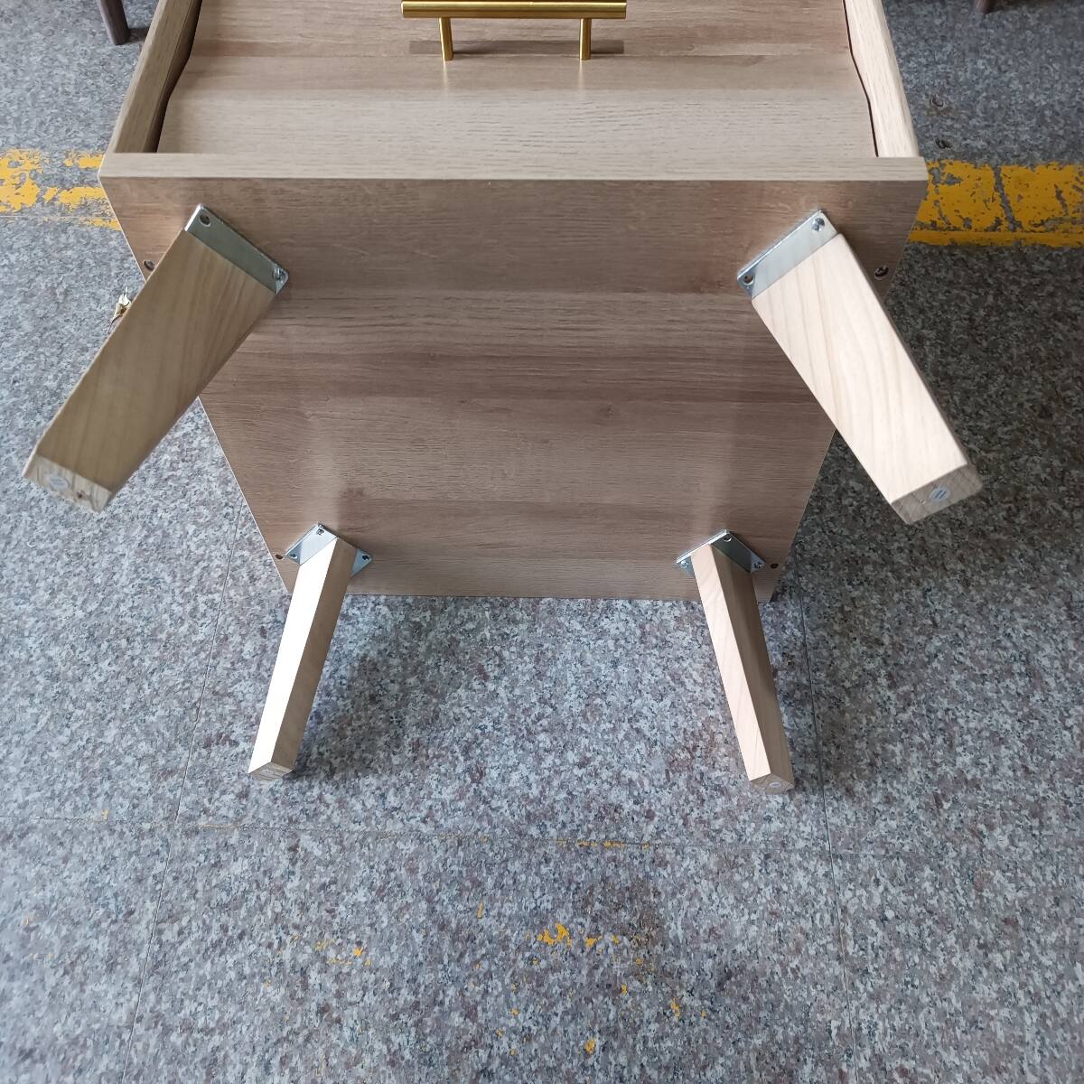 Alt View 2. Loheer - Loheer Oak Bedside Table, Two Drawer Nightstand with Metal Handles for Bedroom Storage - Oak.