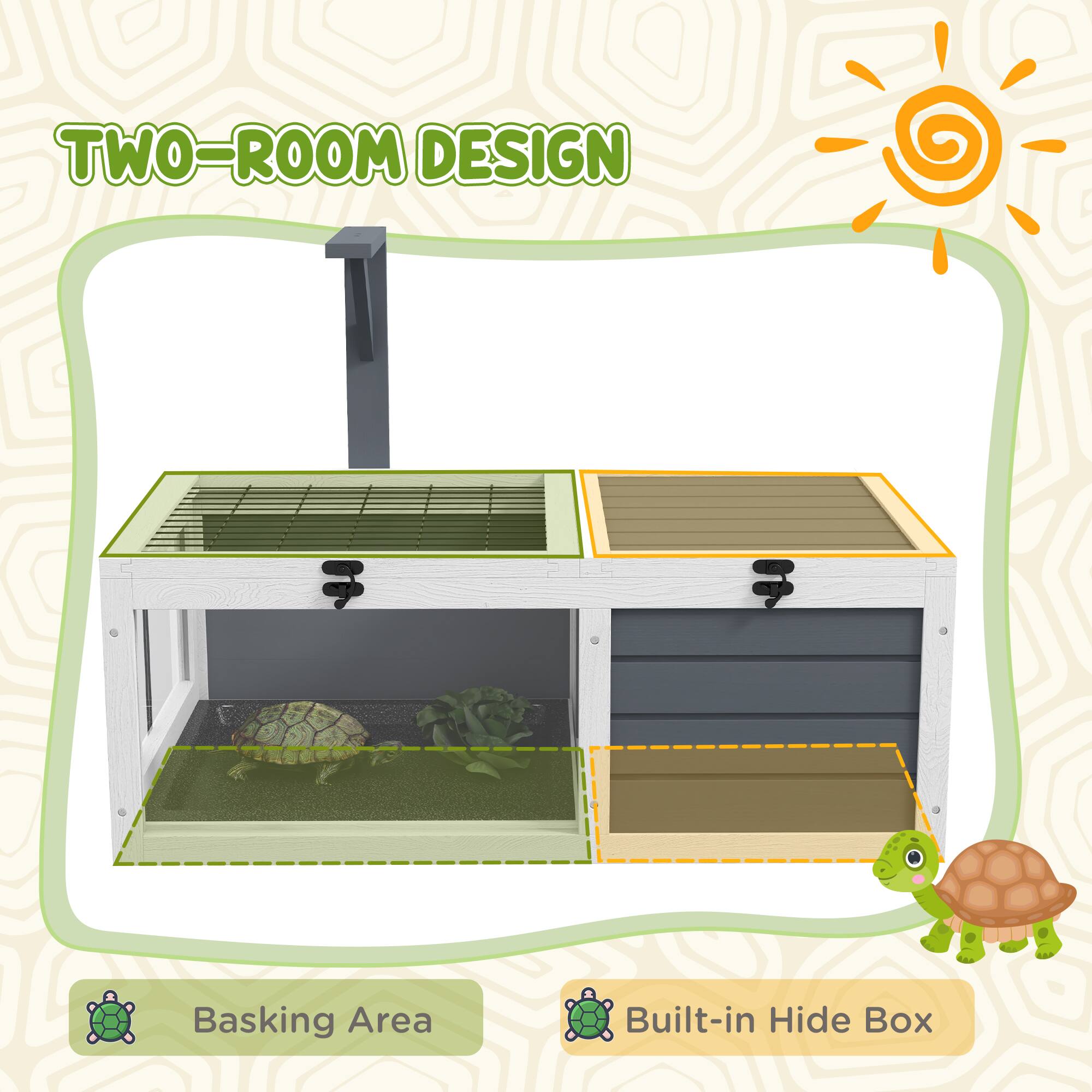 TWO-ROOM DESIGN

Basking Area

Built-in Hide Box