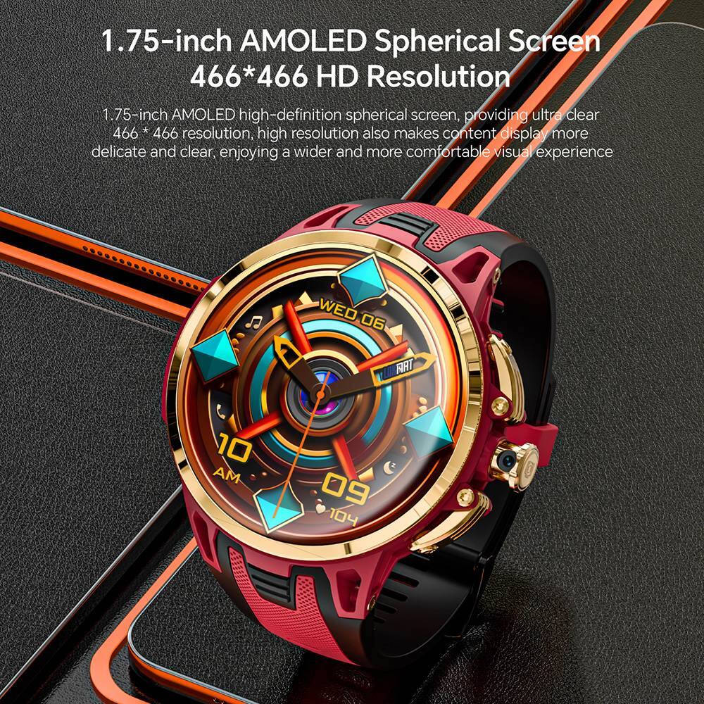 1.75-inch AMOLED Spherical Screen  
466*466 HD Resolution  

1.75-inch AMOLED high-definition spherical screen, providing ultra clear 466*466 resolution, high resolution also makes content display more delicate and clear, enjoying a wider and more comfortable visual experience  

WED 06  
10 AM  
09  
104