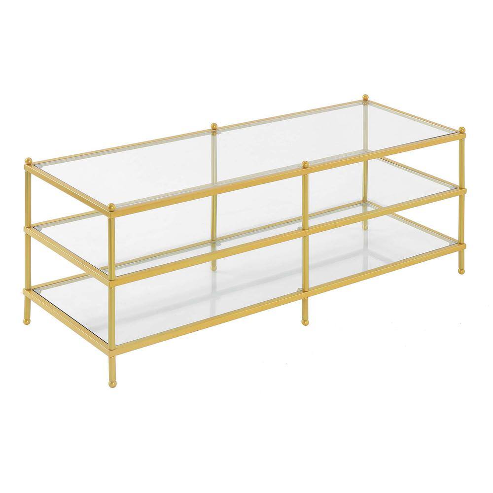 Front. Convenience Concepts - Royal Crest 3 Tier Coffee Table - Clear/Gold.