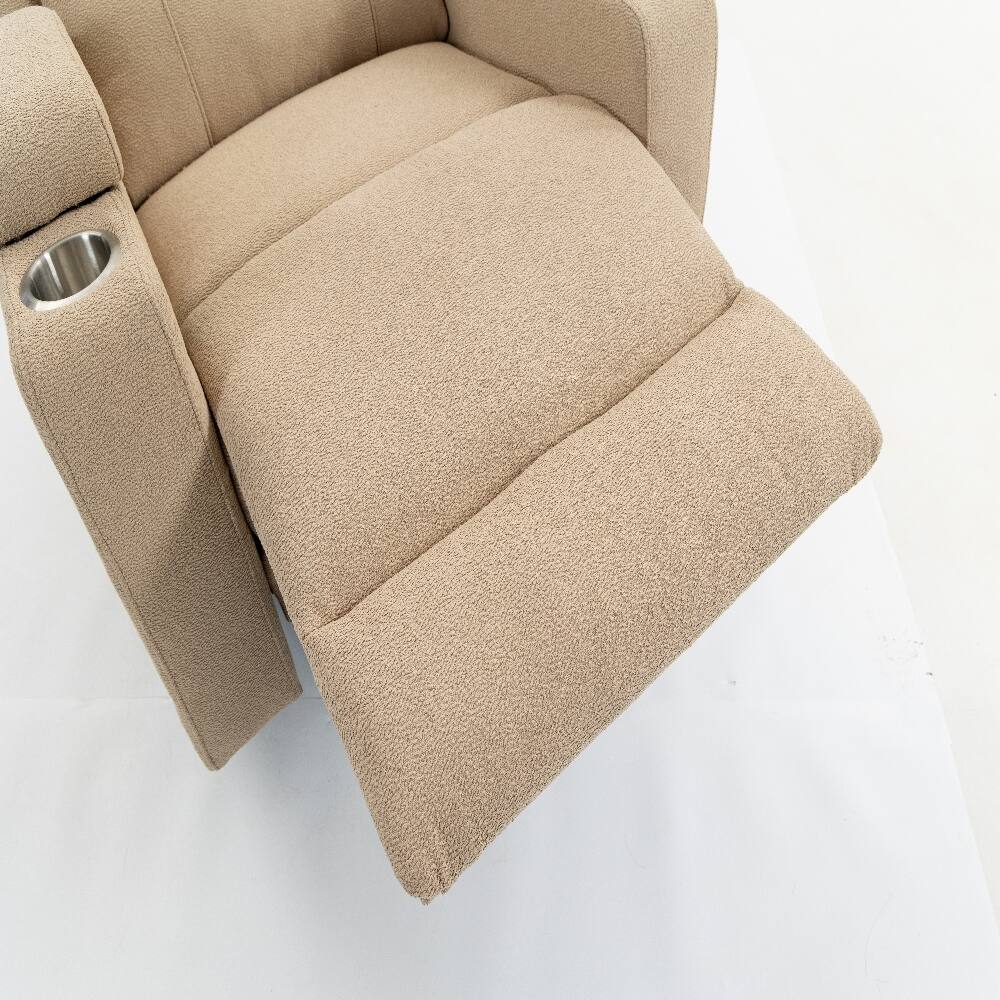 Back. Ropilly - Ropilly Extra Wide Power Recliner Velvet Massage Chair with Swivel and Heat - Camel.