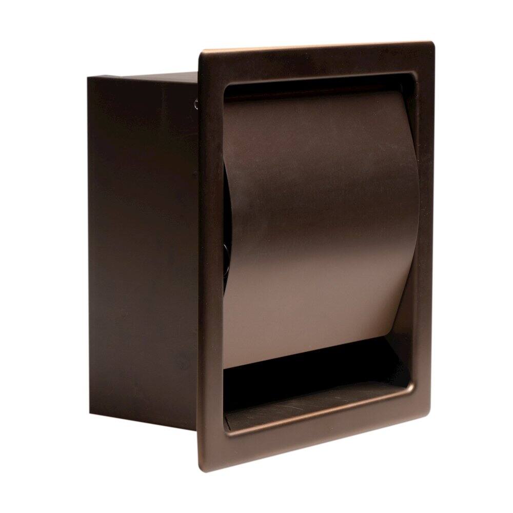 Angle. Alfi - PVD Brushed Copper Stainless Steel Recessed Toilet Paper Holder with Cover - Brown.