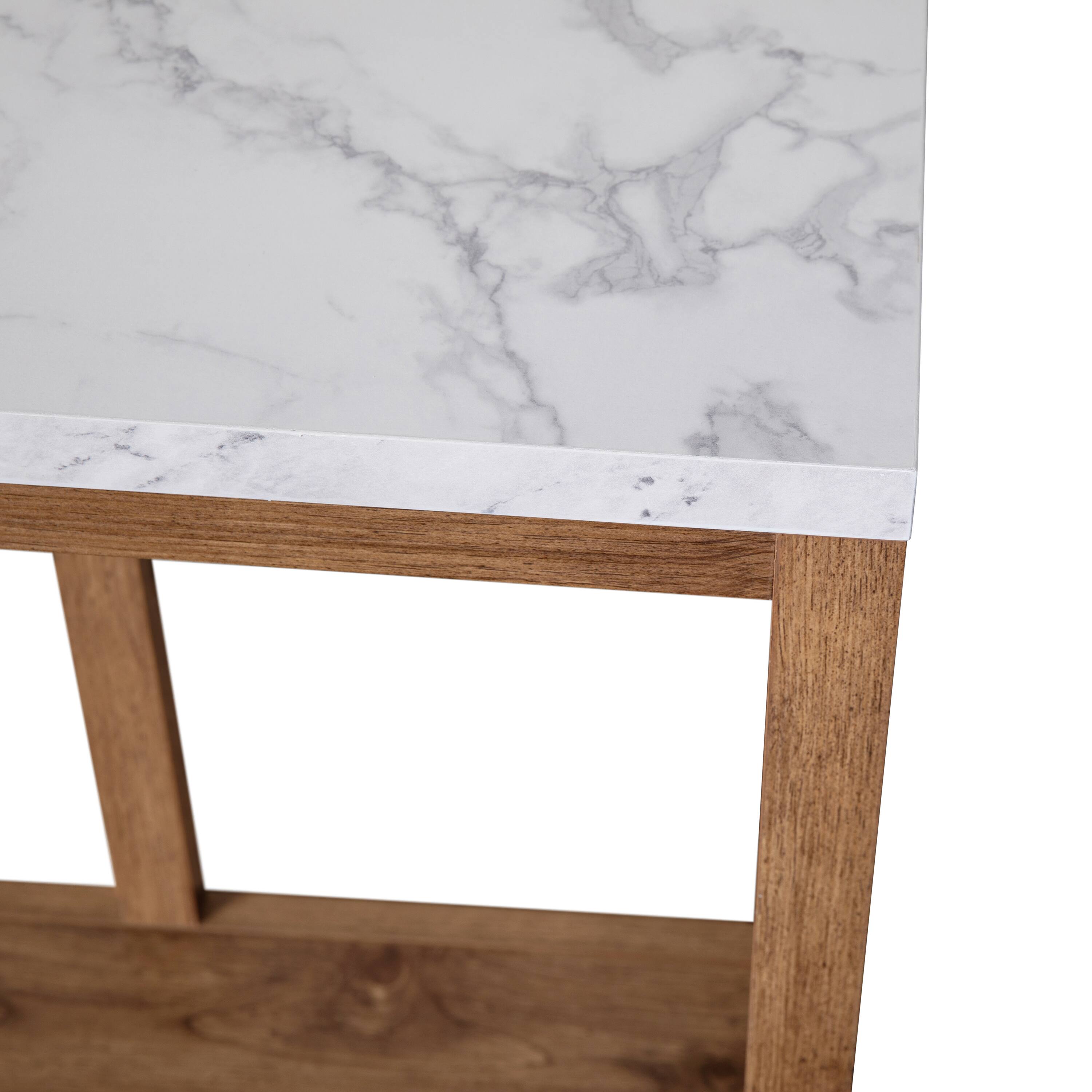 Alt View 10. Emma + Oliver - Owen Modern Farmhouse Entryway Console Accent Table - Marble Top/Warm Oak Frame.