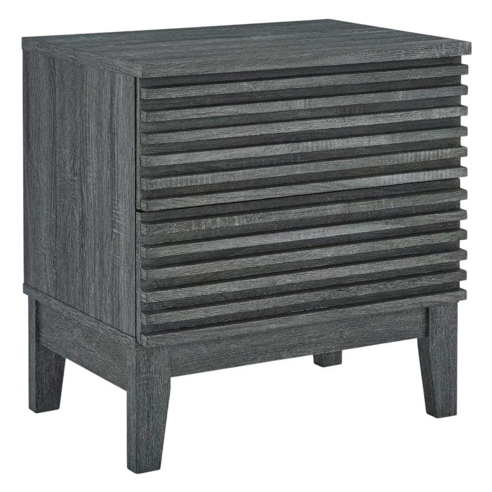 FurniFact - Two-Drawer Nightstand Finish with Sturdy Build and Modern Style - Gray