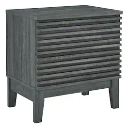 FurniFact - Two-Drawer Nightstand Finish with Sturdy Build and Modern Style - Gray