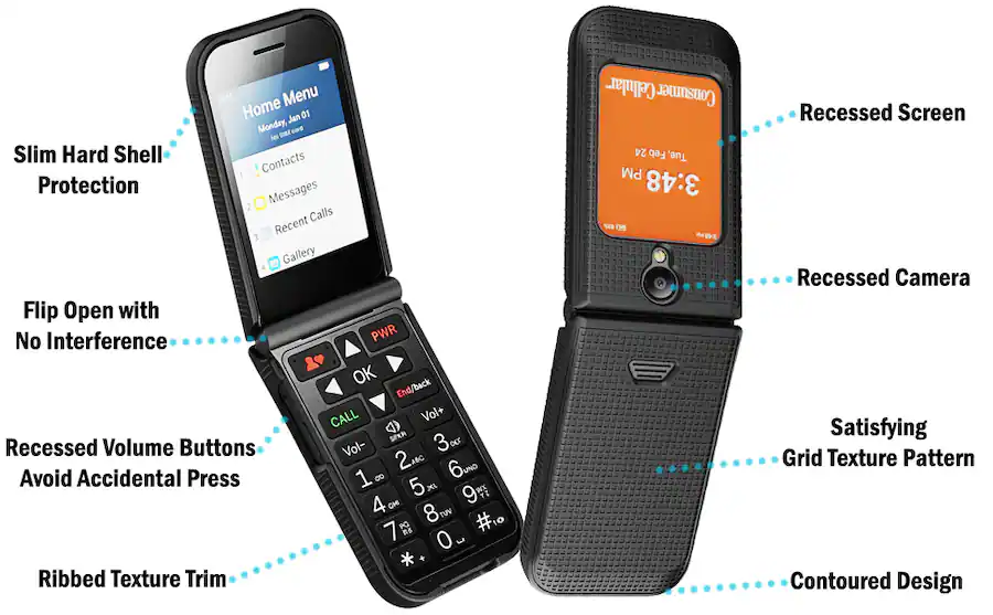 One Color Pixel Shell Nakedcellphone Case for Consumer Cellular Iris Easy Flip 2 Phone ...