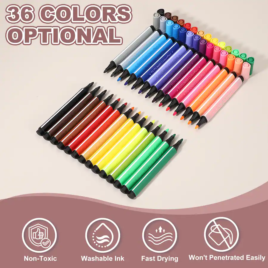 Drawring Color Number Unique Bargains Colored Markers, 6pcs Washable Coloring Drawing ...