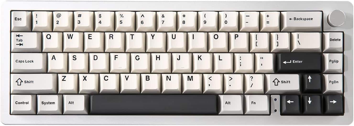 Wikistore - AL66 Wireless Mechanical Keyboard,65% Knob Control Hot Swappable Pre-lubed Switches, Gasket Mounted RGB Milk Switch - Silver