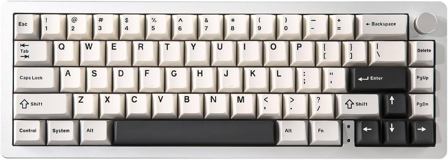 Wikistore - AL66 Wireless Mechanical Keyboard,65% Knob Control Hot Swappable Pre-lubed Switches, Gasket Mounted RGB Milk Switch - Silver