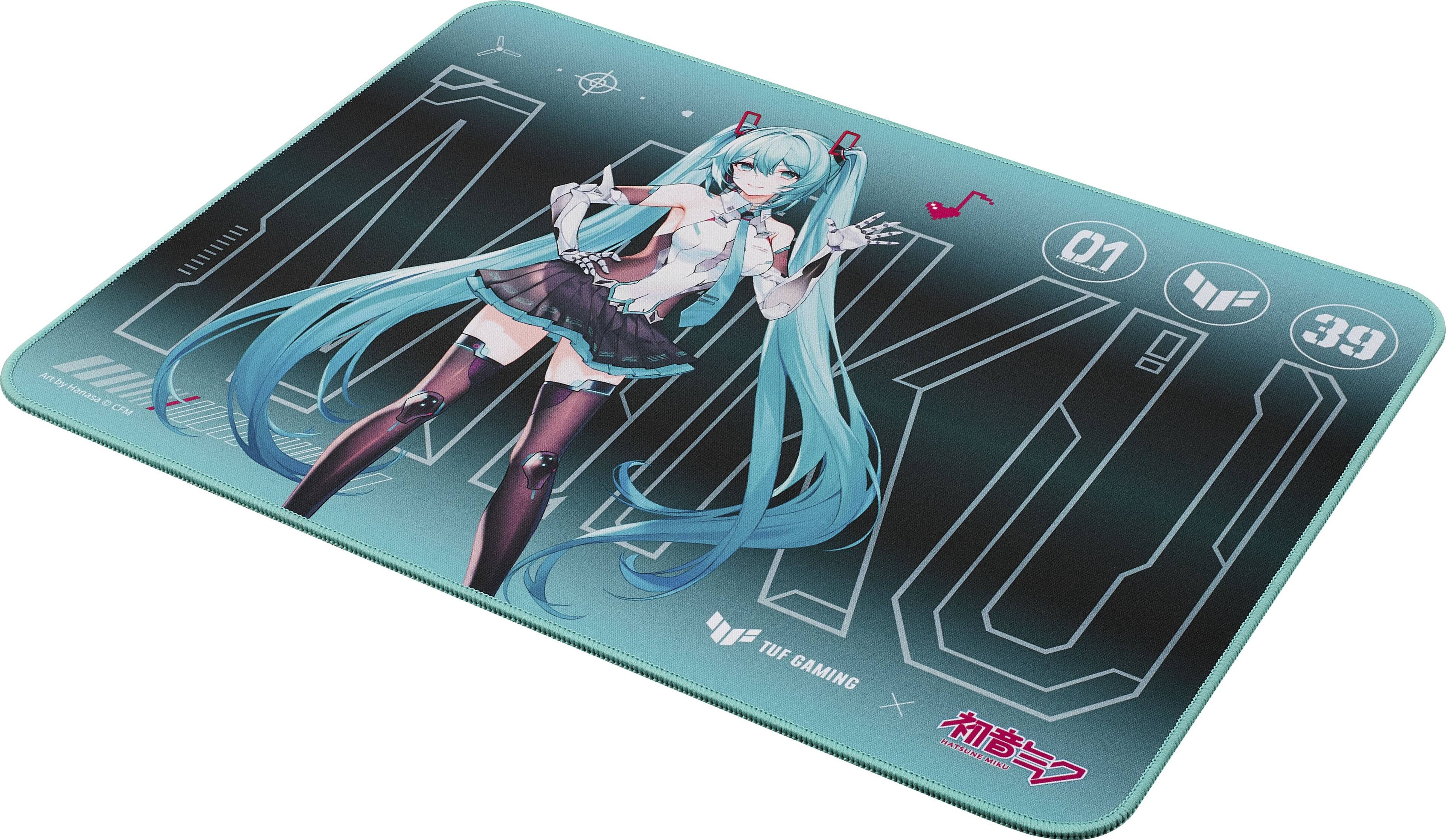 The text on the image reads: "Art by Hanasa by CFM 01 39 TUF GAMING X HATSUNE MIKU."