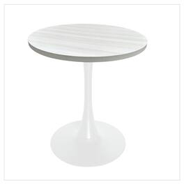 LeisureMod - Bristol 27" Modern Round Dining Table with MDF Wood Top - Sleek Steel Pedestal Base - MDF - Black