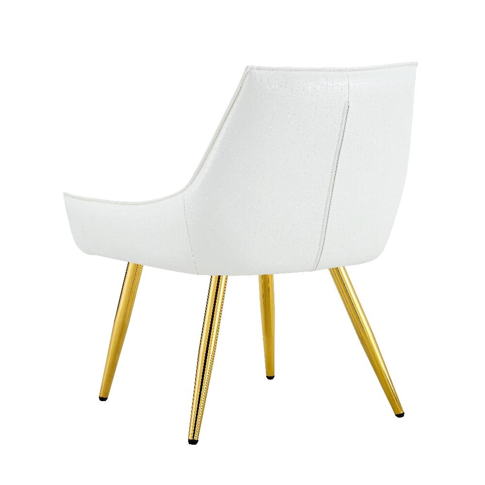 Alt View 3. Loheer - Loheer Crocodile Pattern Dining Chair White PU Leather Accent Chair Diamond Tufted Set of 2 - White.