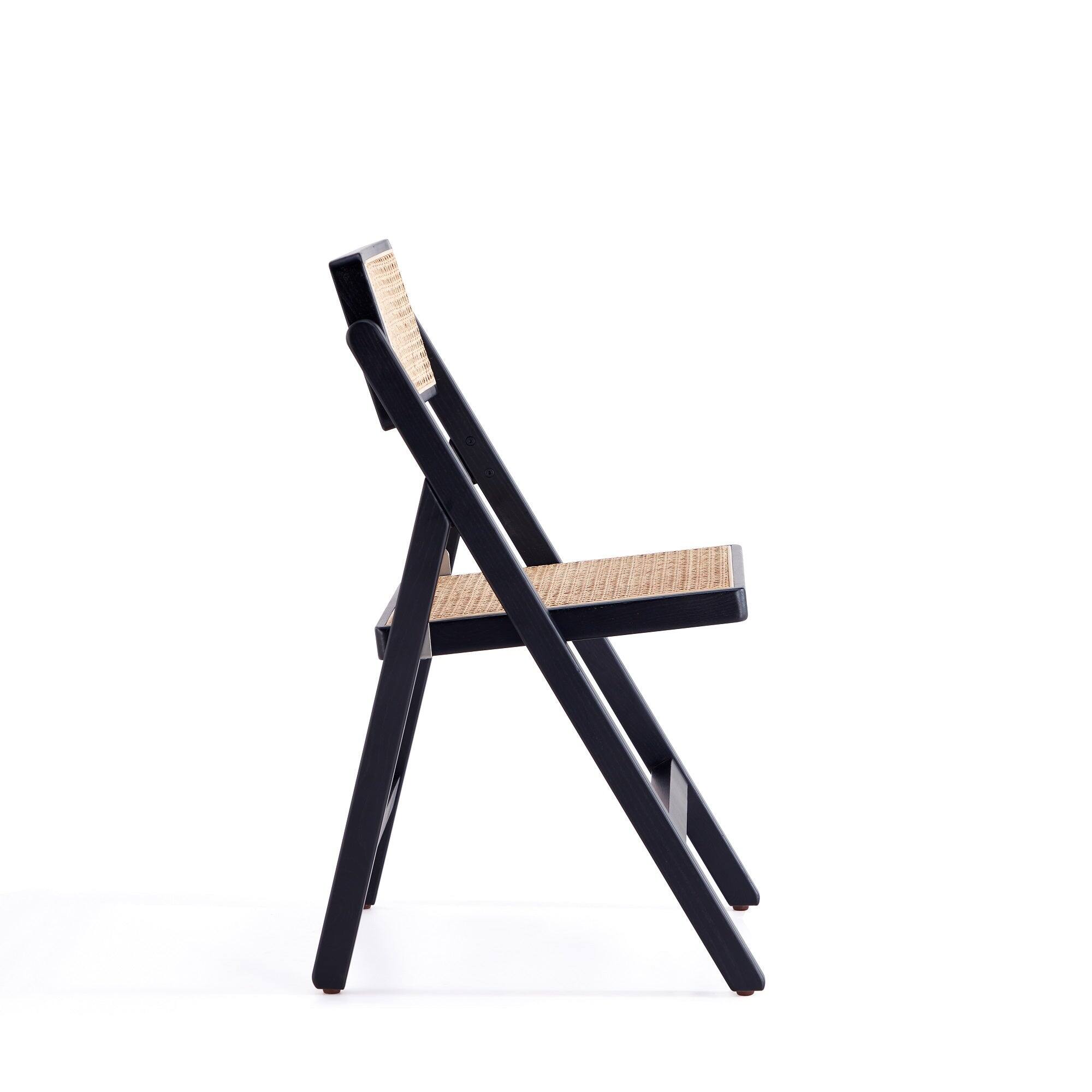 Alt View 2. Manhattan Comfort - Pullman Industry Chic Wood Folding Chair - Set of 2 - Black and Natural.