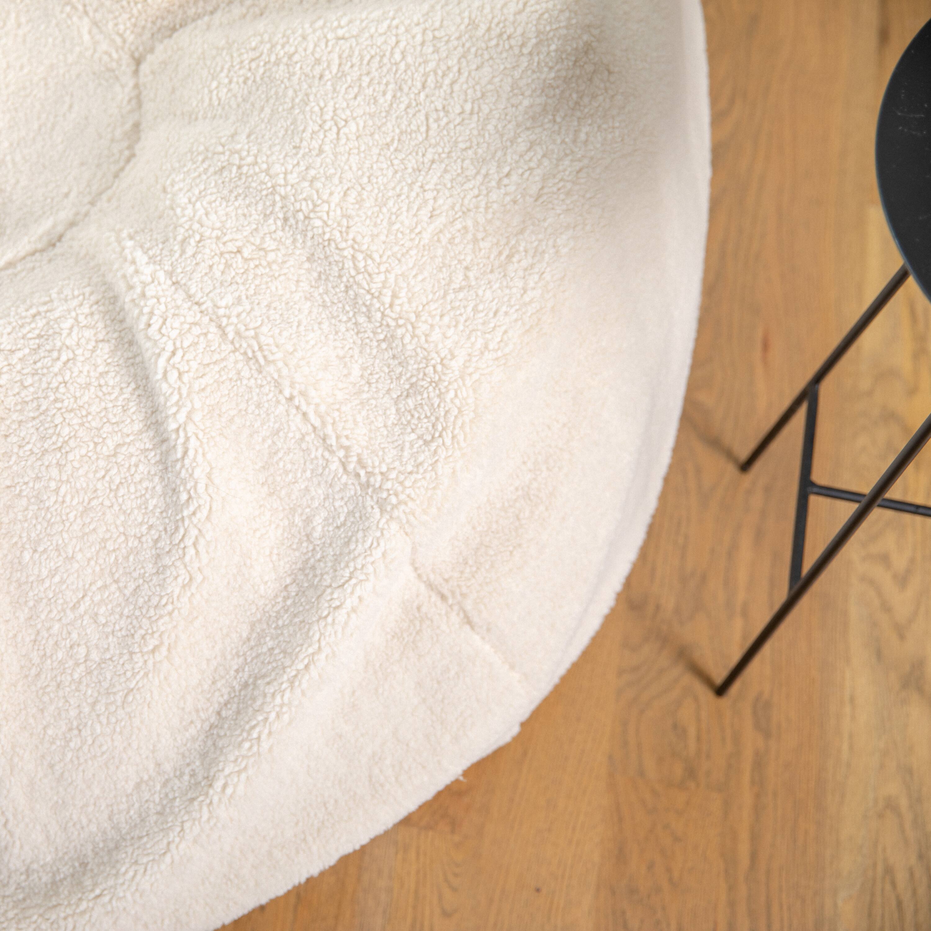 Alt View 3. Emma + Oliver - Oversized Bean Bag Chair for Kids and Adults - Natural Sherpa.