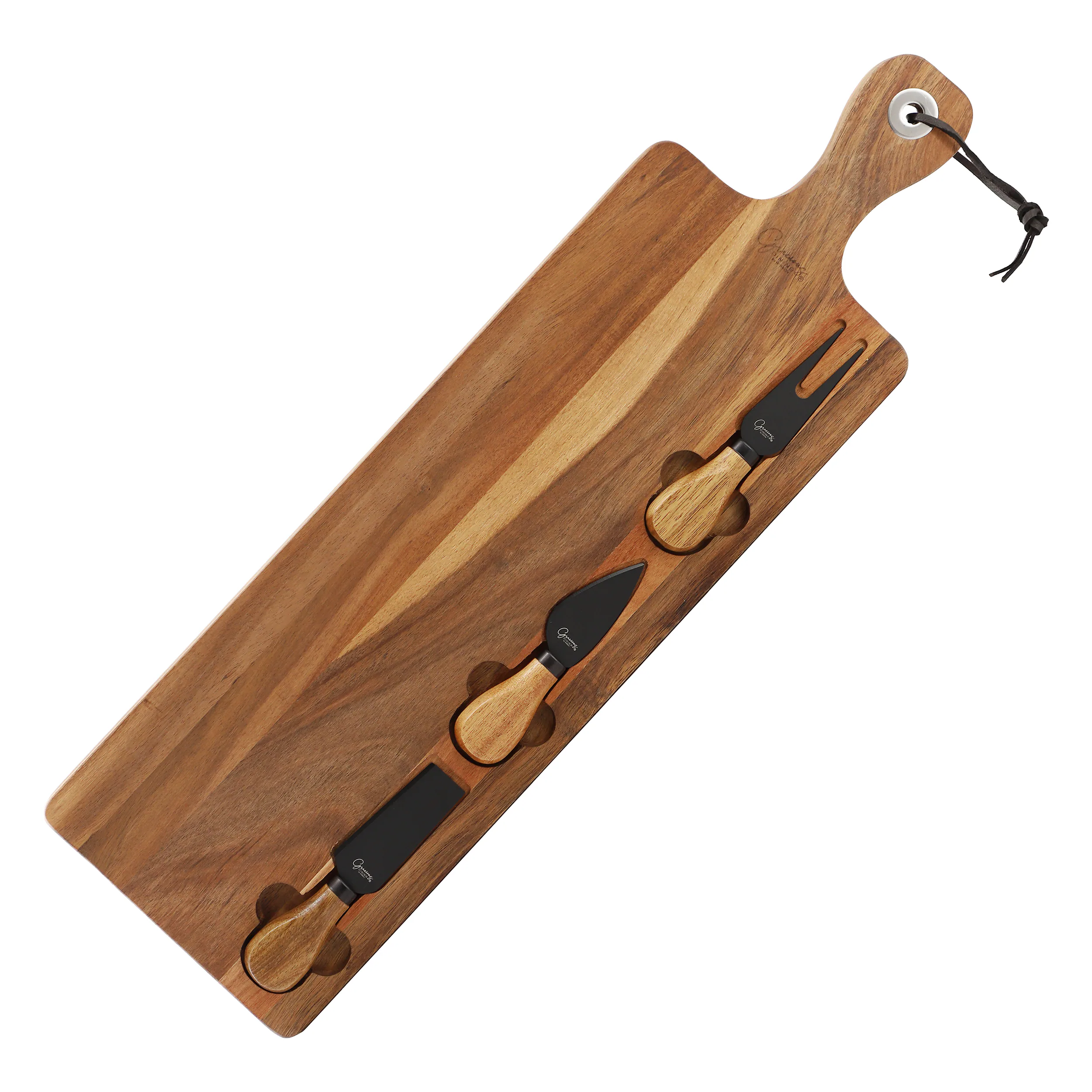 Angle. Gibson - Gibson Elite Gracious Dining 4 Piece Acacia Wood Charcuterie Board With Cheese Knives in Brown - Brown.