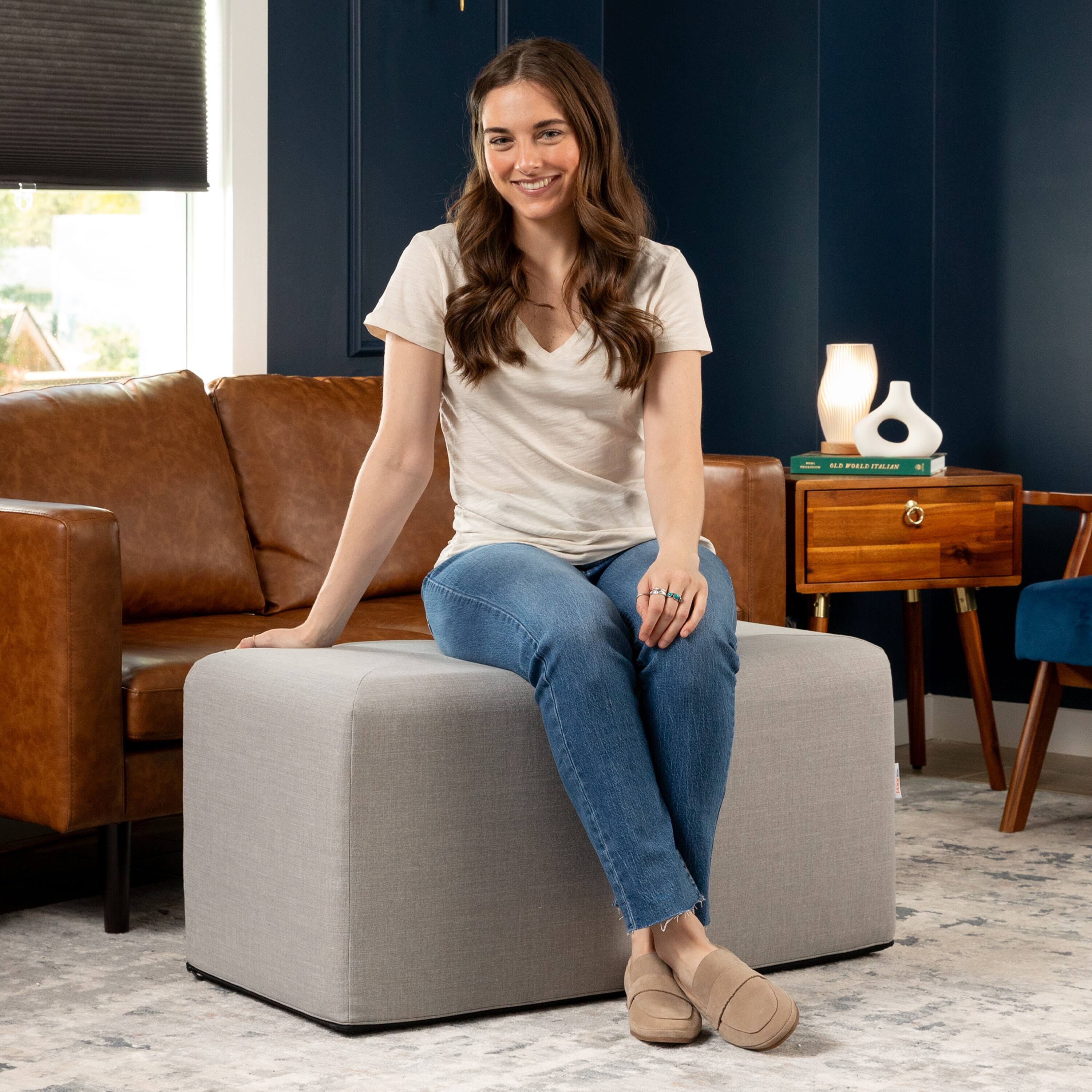 Left. Jaxx - Jaxx Monroe Large Rectangular Foam Ottoman / Coffee Table, (36 x 18), Shark Grey - Shark Grey.