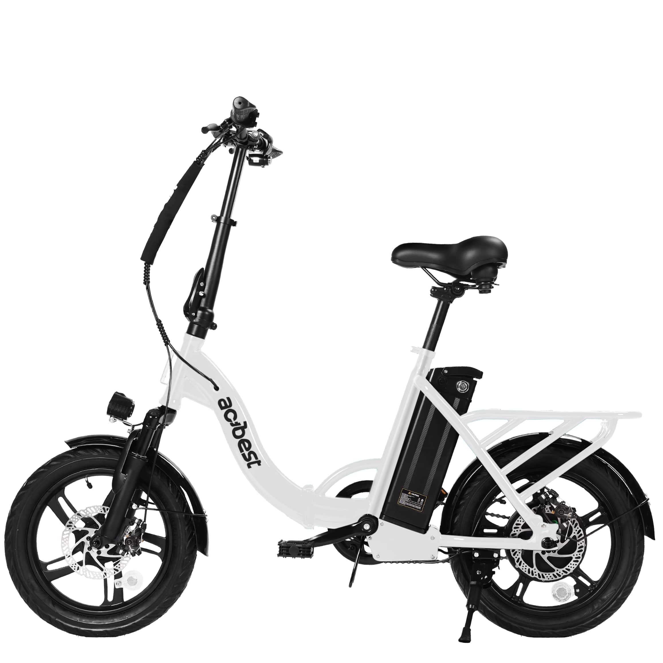 Left. Actbest - Cityrun City Commuting Electric Bike Step Thru Folding Ebike w/ 30mi Max Range 20mph Max Speed 500w Peak Power - White.