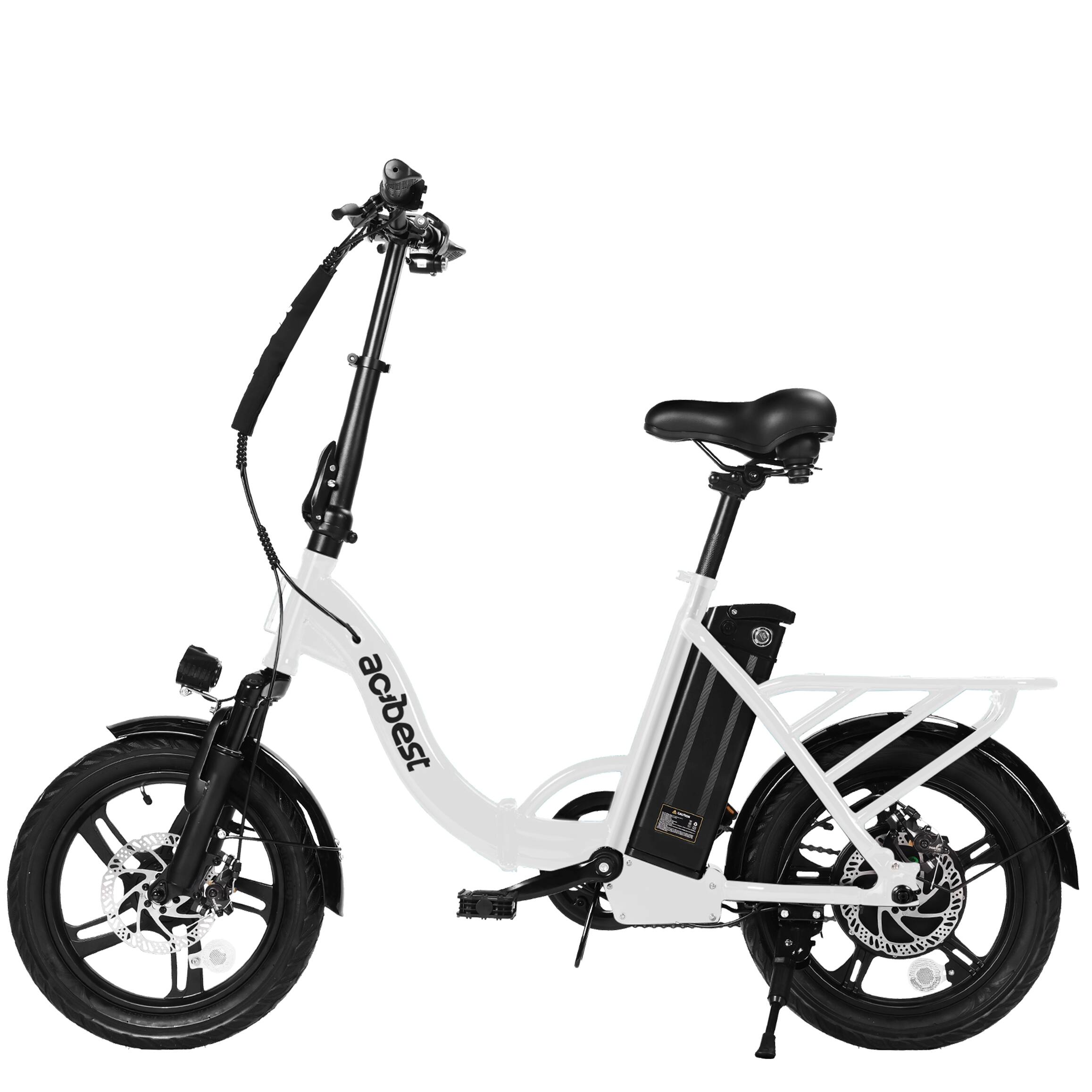 Left. Actbest - Cityrun City Commuting Electric Bike Step Thru Folding Ebike w/ 30mi Max Range 20mph Max Speed 500w Peak Power - White.