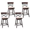 Front. Costway - Costway Set of 4 Wooden Swivel Bar Stools Upholstered Counter Height Dining Chairs - Brown,Black,Beige.
