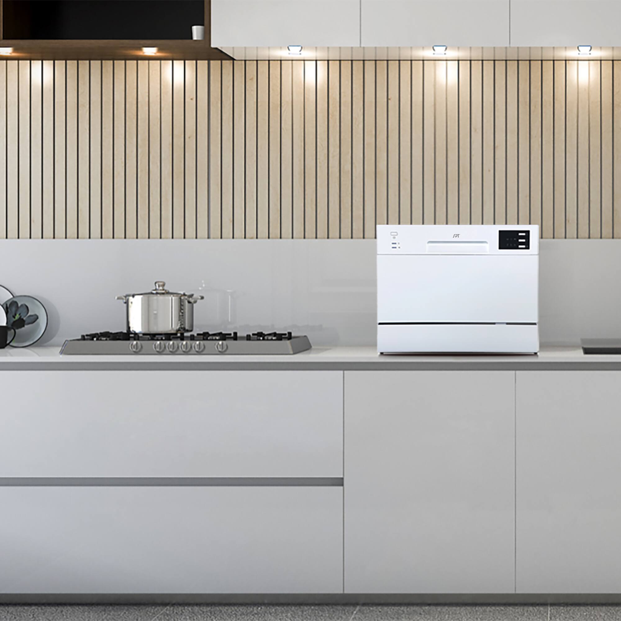 Alt View 1. SPT - 21 in. White Portable Countertop 120-Volt Dishwasher with 6 Cycles with 6 Place Settings Capacity - White.