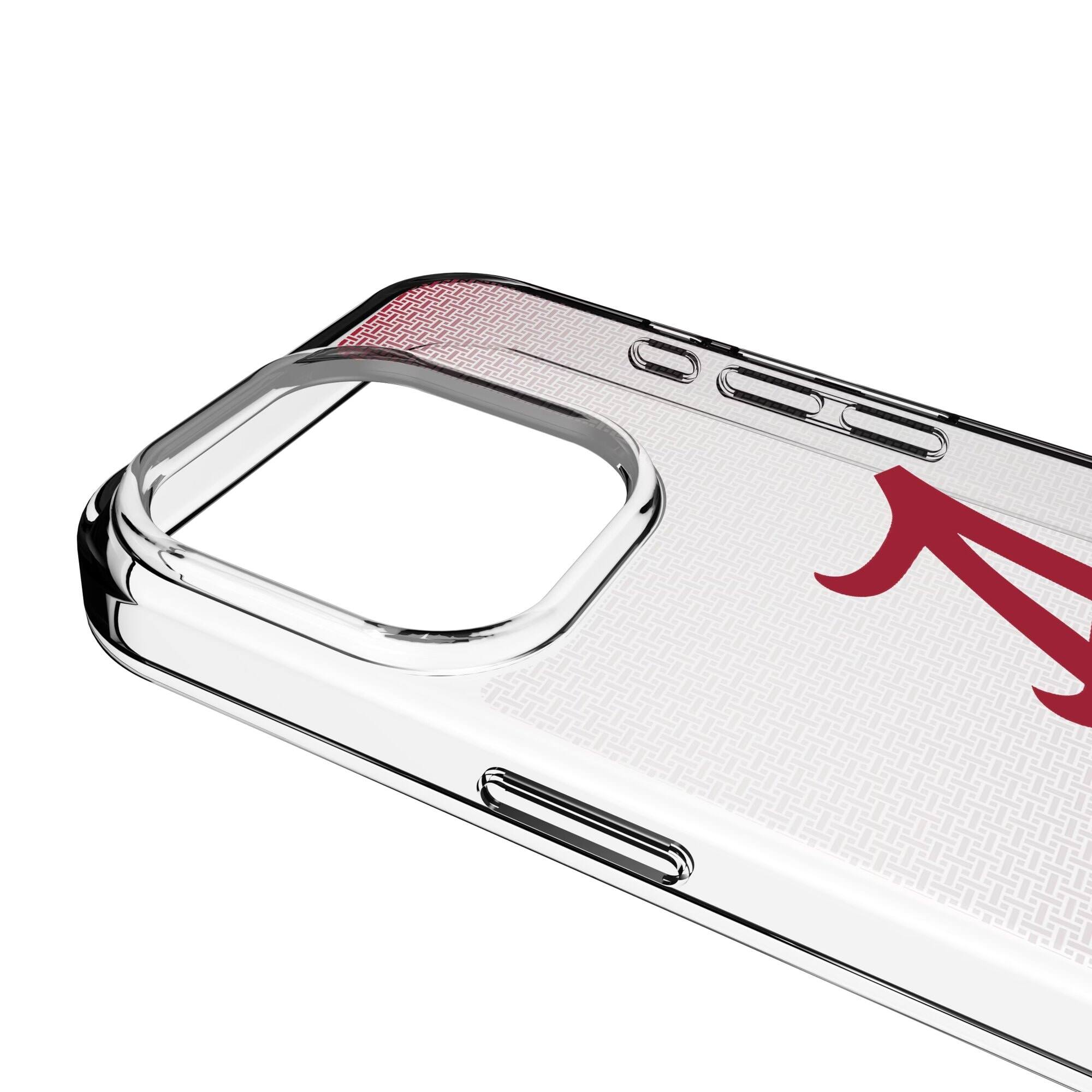Alt View 2. Keyscaper - Alabama Crimson Tide Linen Logo iPhone Clear Case - 15 Plus - Multicolor.