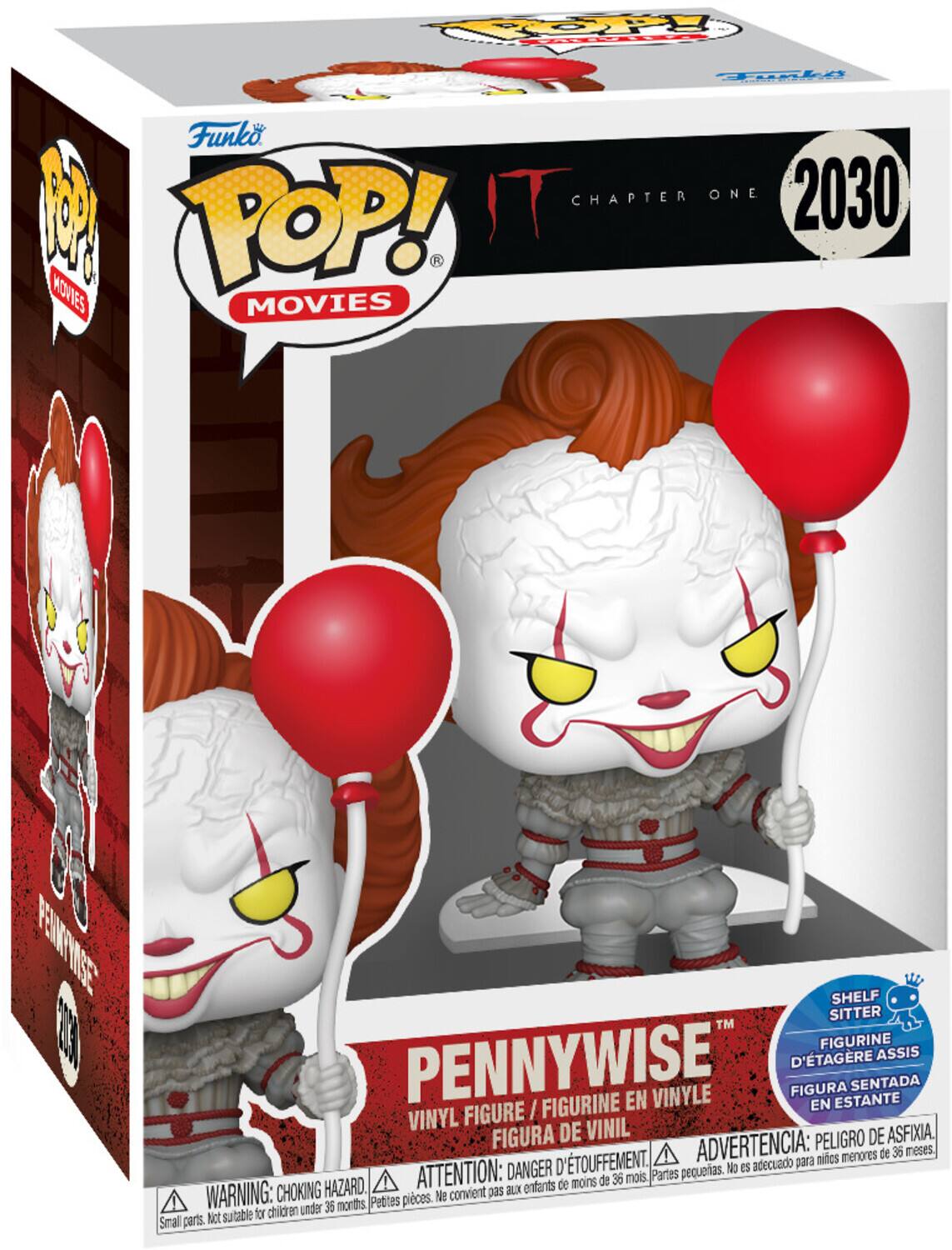 NOB TRi Funko W TOP! IT CHAPTER ONE 2030 R MOVIES MOVIES 6 FENNTHASE SHELF SITTER PENNYWISE D'TAGERE FIGURINE ASSIS FIGURA SENTADA FIGURINE EN VINYLE EN ESTANTE VINYL FIGURE / FIGURA DE VINIL PELIGRO DE ASFIXIA D'TOUFFEMENT. ADVERTENCIA: menores de 36 meses. DANGER NO es adecuado para ATTENTION: de 36 mois Partes pequeas. HAZARD. onfants de moins WARNING: CHOKING Ne convient ps BLx under 36 months Petites pices. Nict sutable for chilcren Small parts