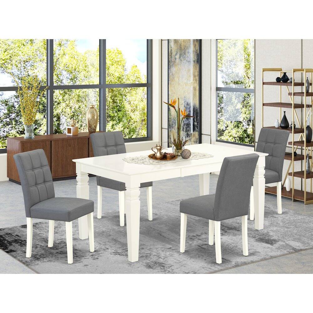 Alt View 9. East West Furniture - 5 Piece Dining Table Set consists A Kitchen Table - Linen White.