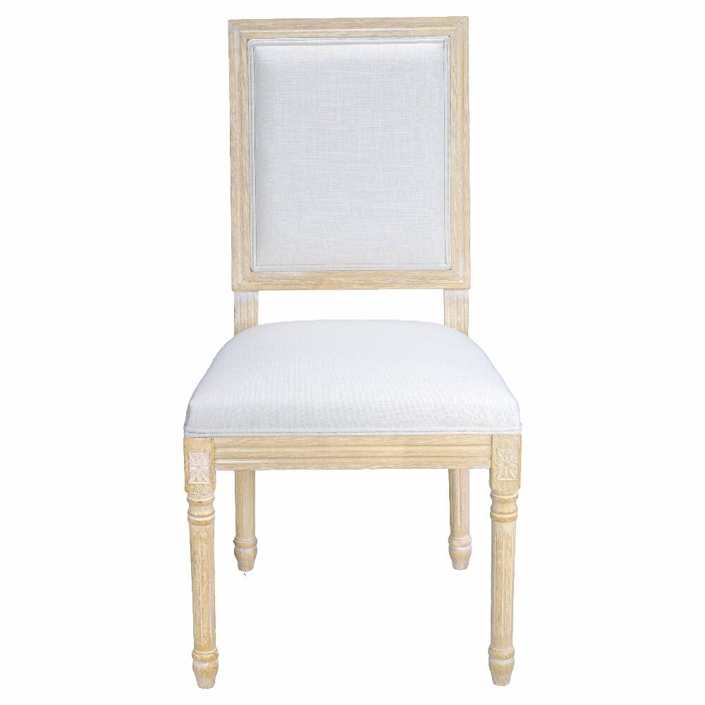 Angle. Loheer - Loheer French Country Dining Chairs Set of 2 Upholstered Square Back Beige Solid Wood - Beige.