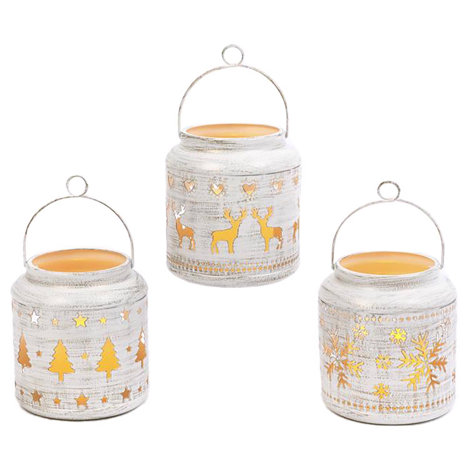 Front. The Gerson Companies - Gerson LED White Winter Scene Lantern 5.51 in. (Case of 6) - White.