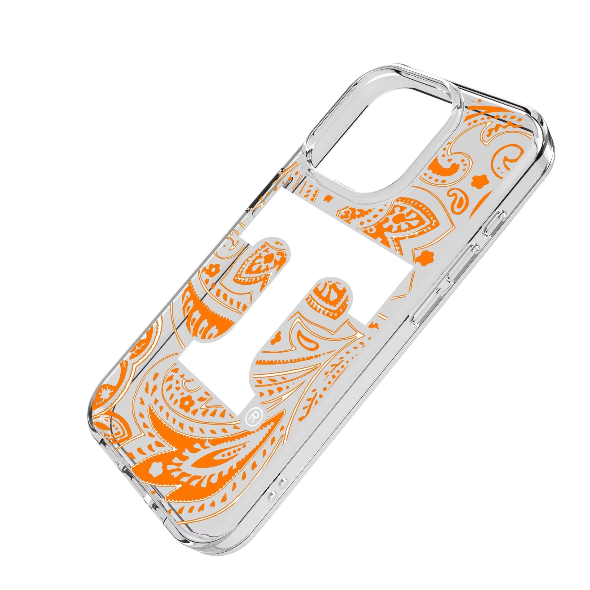 Alt View 1. Keyscaper - Tennessee Volunteers Paisley iPhone Clear Case - 14 Plus - Multicolor.