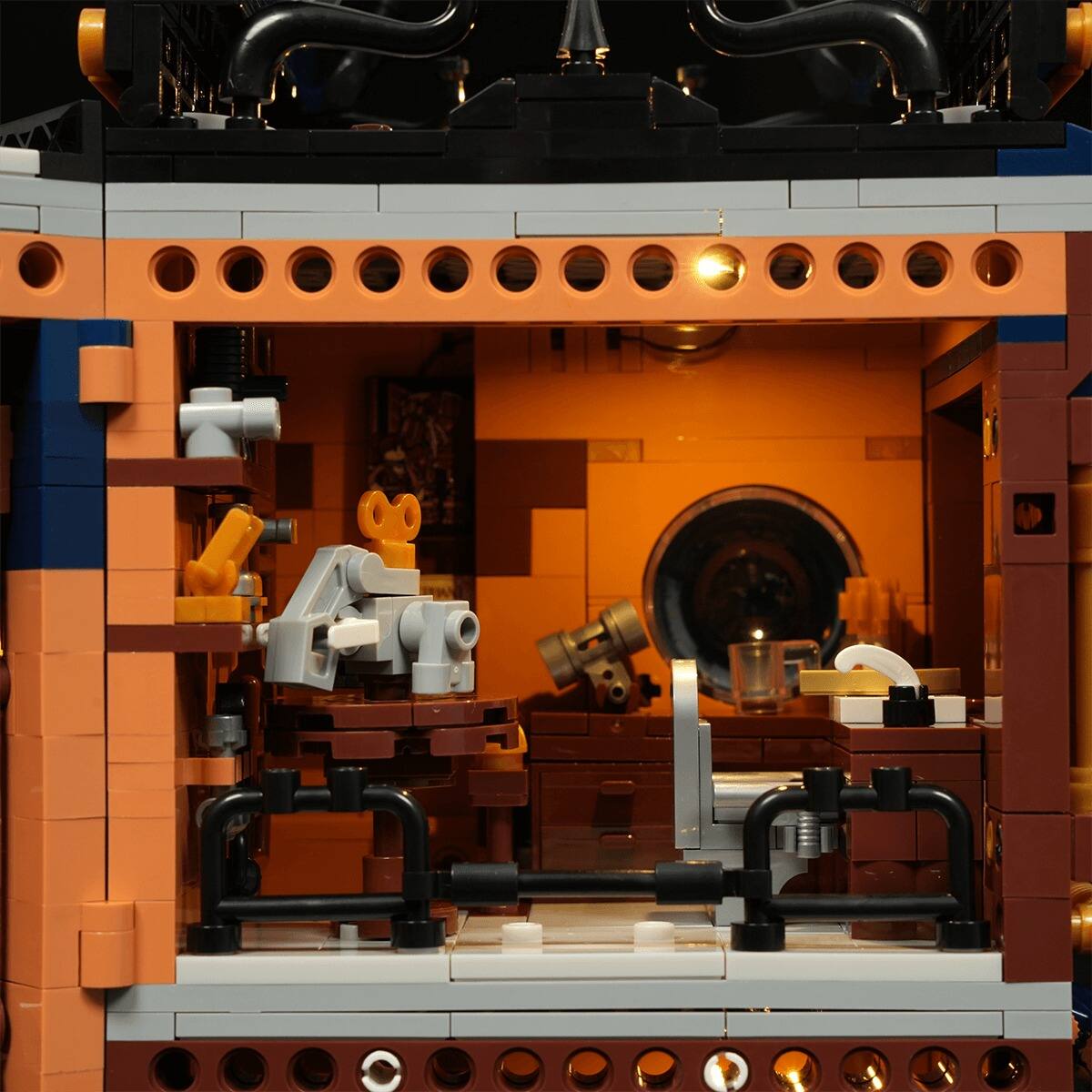 Alt View 7. Lumibricks - Steampunk Mechanical Workshop Building-Bricks Set, 2006-Piece Lighting Modular Display Model, Age 16+.