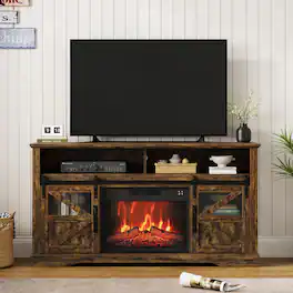 Acekool - Farmhouse Fireplace TV Stand 60 inch Electric Fireplace Tv Console