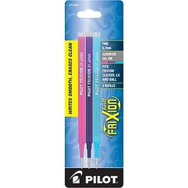 Pilot - FriXion Ball Erasable Gel Pen Ink Refill, Fine Tip, 3/Pack (77336) - Pink/Purple/Turquoise Ink