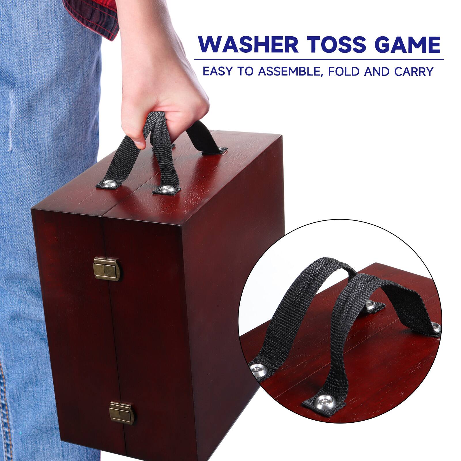 WASHER TOSS GAME  
EASY TO ASSEMBLE, FOLD AND CARRY