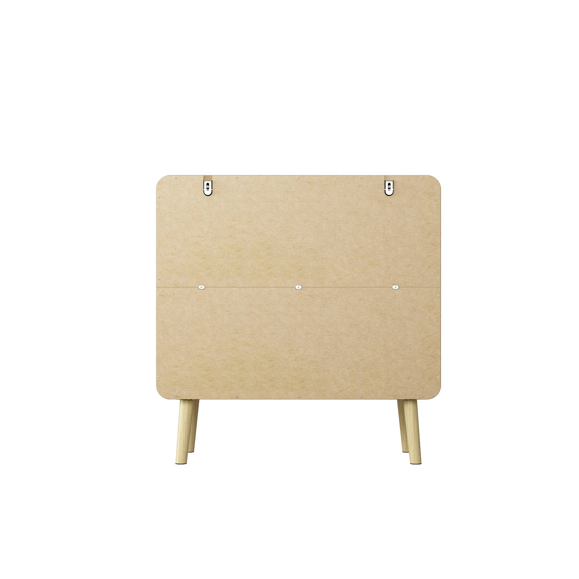 Back. Famapy - Famapy Rattan - Accented Nightstand with Rounded Corners: 3 - Drawer Storage for Bedroom & Office - Wooden.