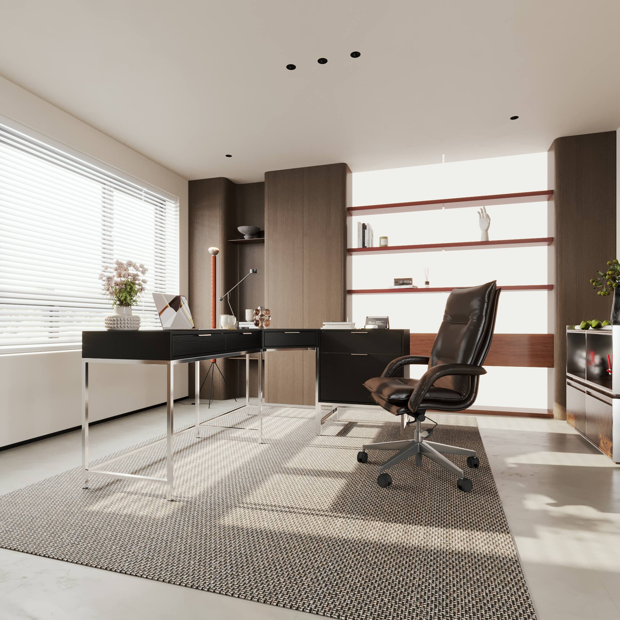 Alt View 6. Famapy - Famapy Modern L - Shaped Office Desk: Spacious, Stylish & Organized Workstation - Black.
