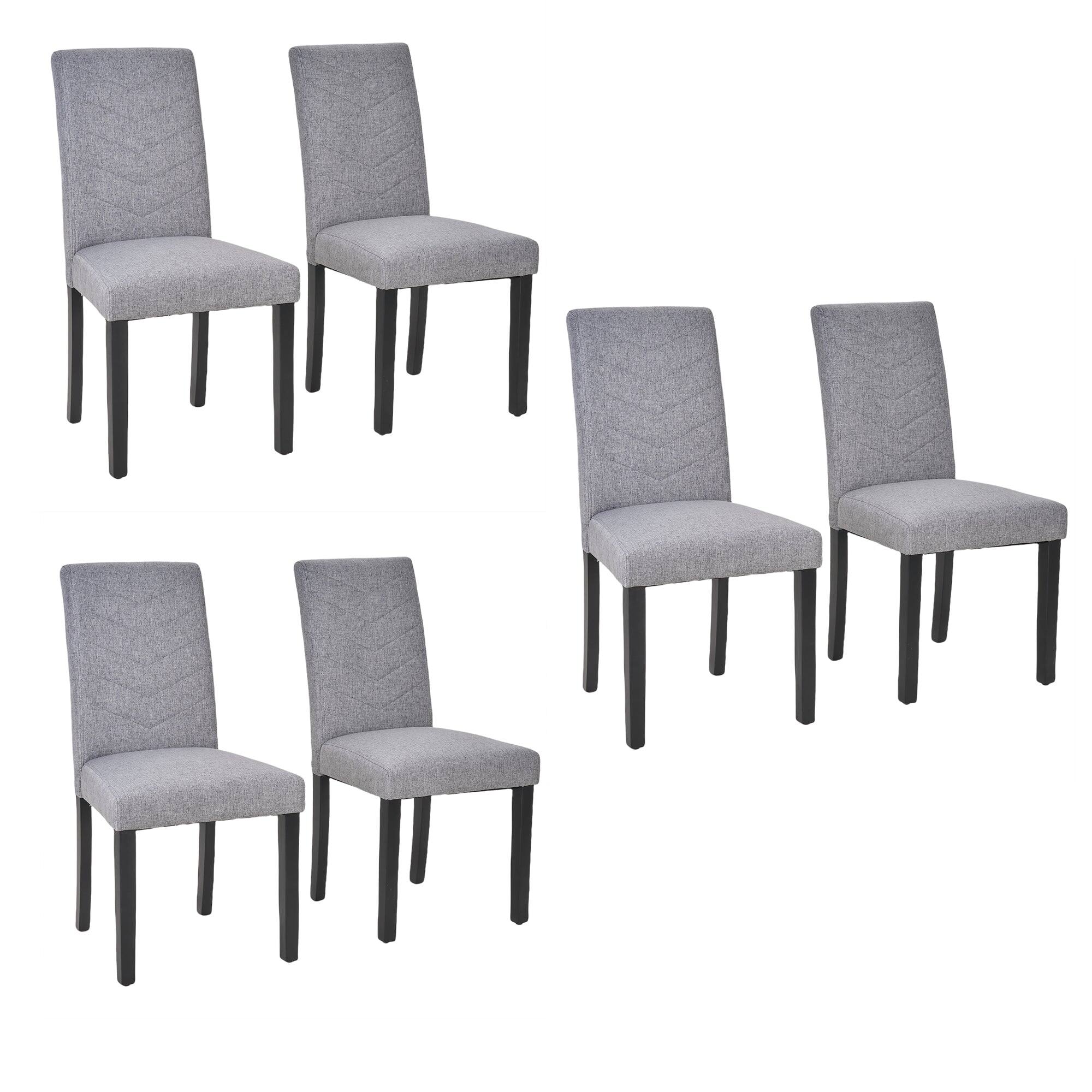 Front. Vecelo - Modern Parsons Chairs Set of 6 - High Back Ergonomic, Linen Upholstery, 260lb Capacity, Quick Assembly - Light Grey.