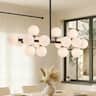 Siljoy - 39.4" Matte 16-Light Linear Sputnik Chandelier Adjustable Height for Dining Room Kitchen Island Living Room Foyer - Black