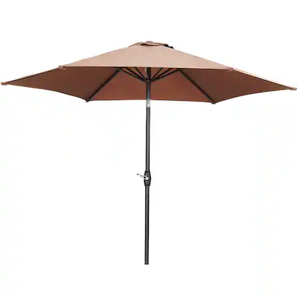 Front. Ainfox - Ainfox 9ft Patio Umbrella Without Lights - Coffee.