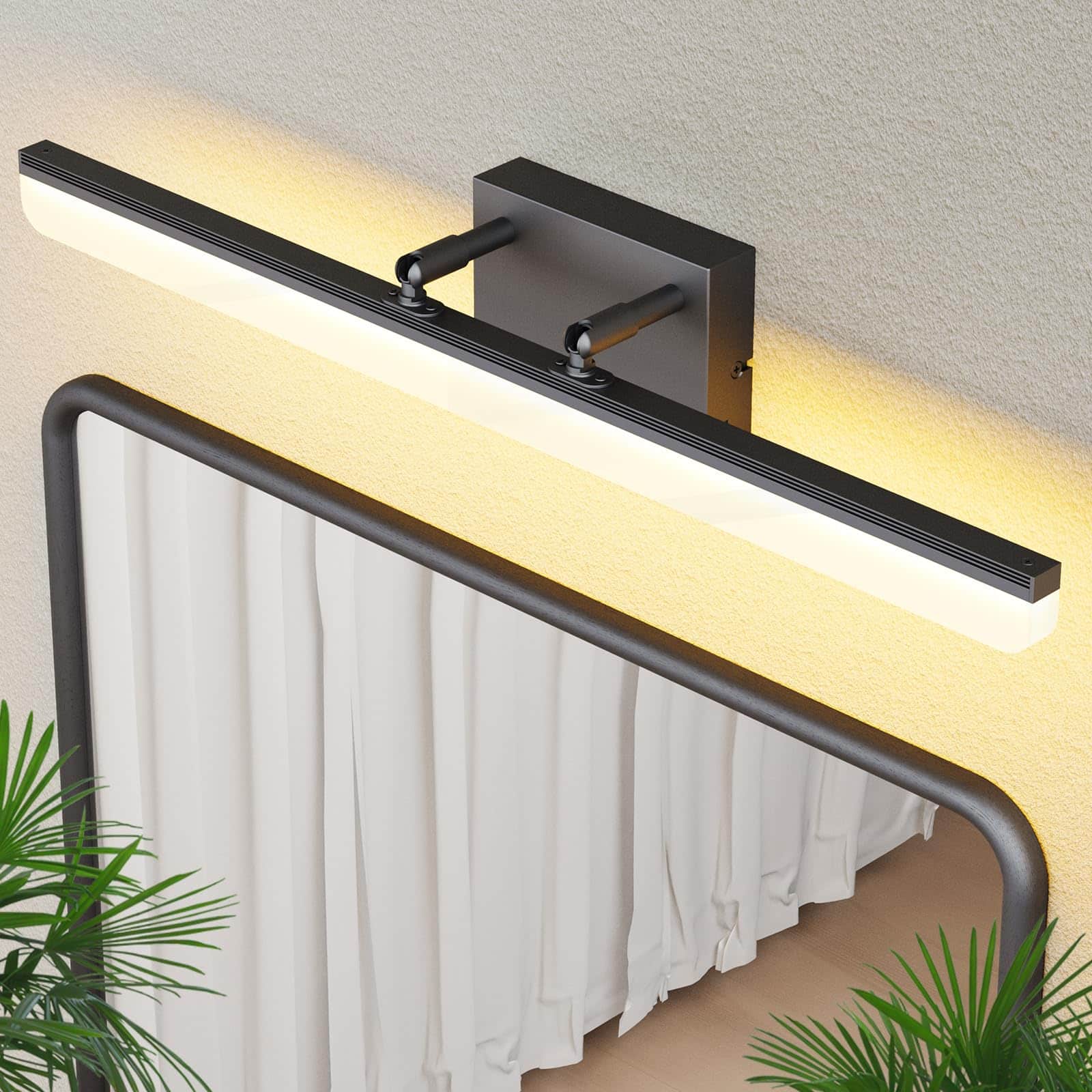 Cedar Assembly - Brushed Nickel Vanity Light w Led Dimmable Bathroom Bar With Adjustable Angle cct Modern Long Wall Fixt - Black 24 Inch Long