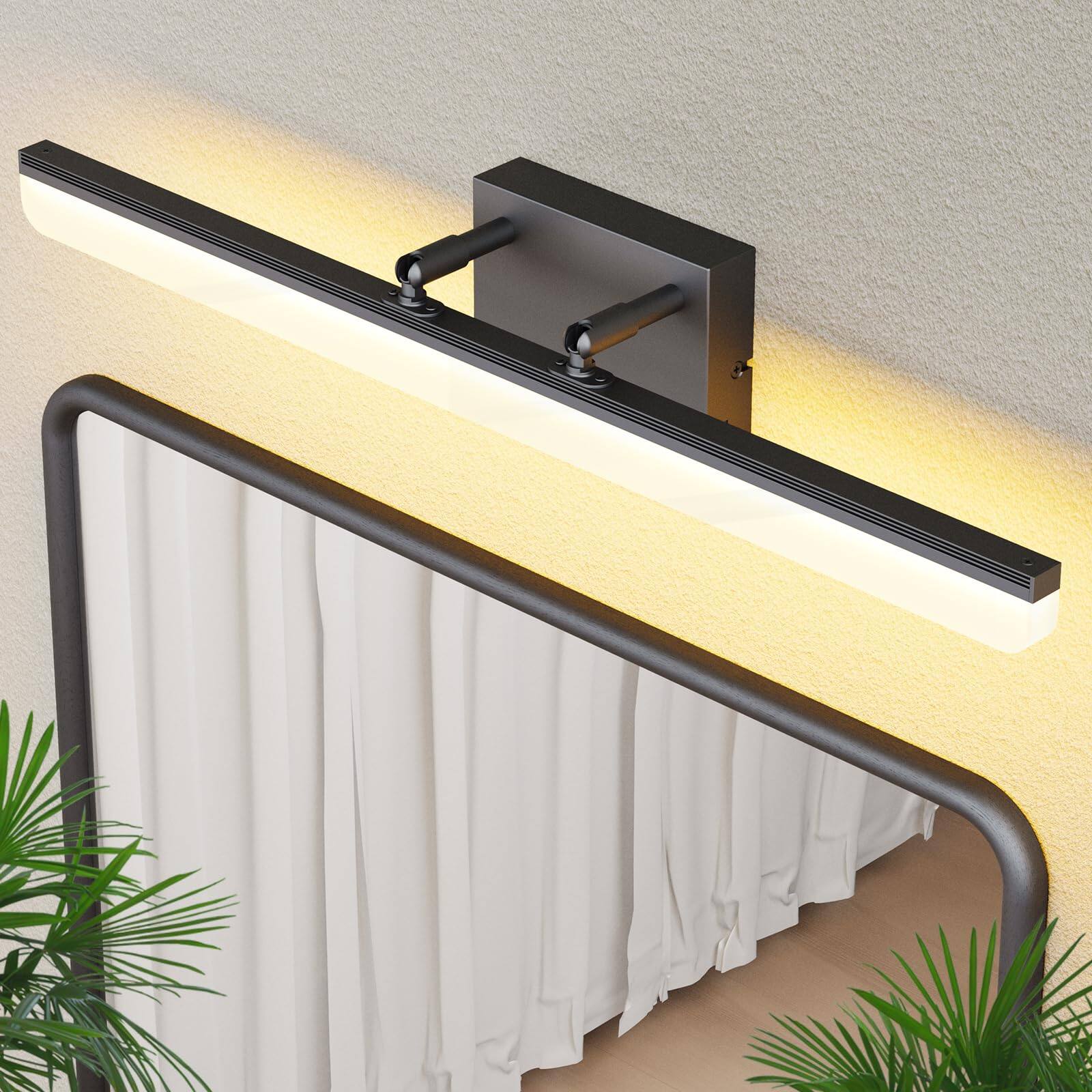 Cedar Assembly - Brushed Nickel Vanity Light w Led Dimmable Bathroom Bar With Adjustable Angle cct Modern Long Wall Fixt - Black 24 Inch Long