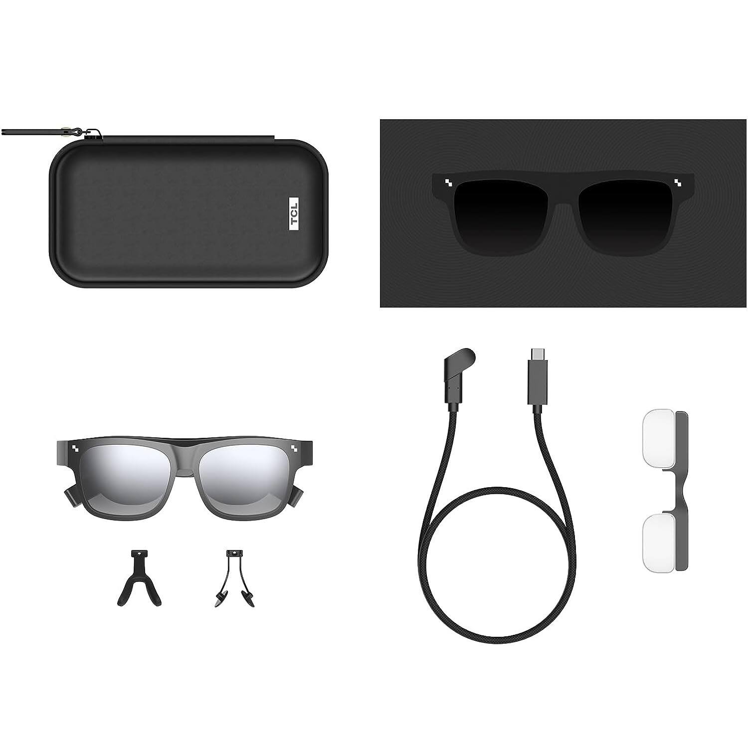 Angle. RayNeo - TCL NXTWEAR S AR/XR Smart Glasses 201" Micro OLED - Black - Black.