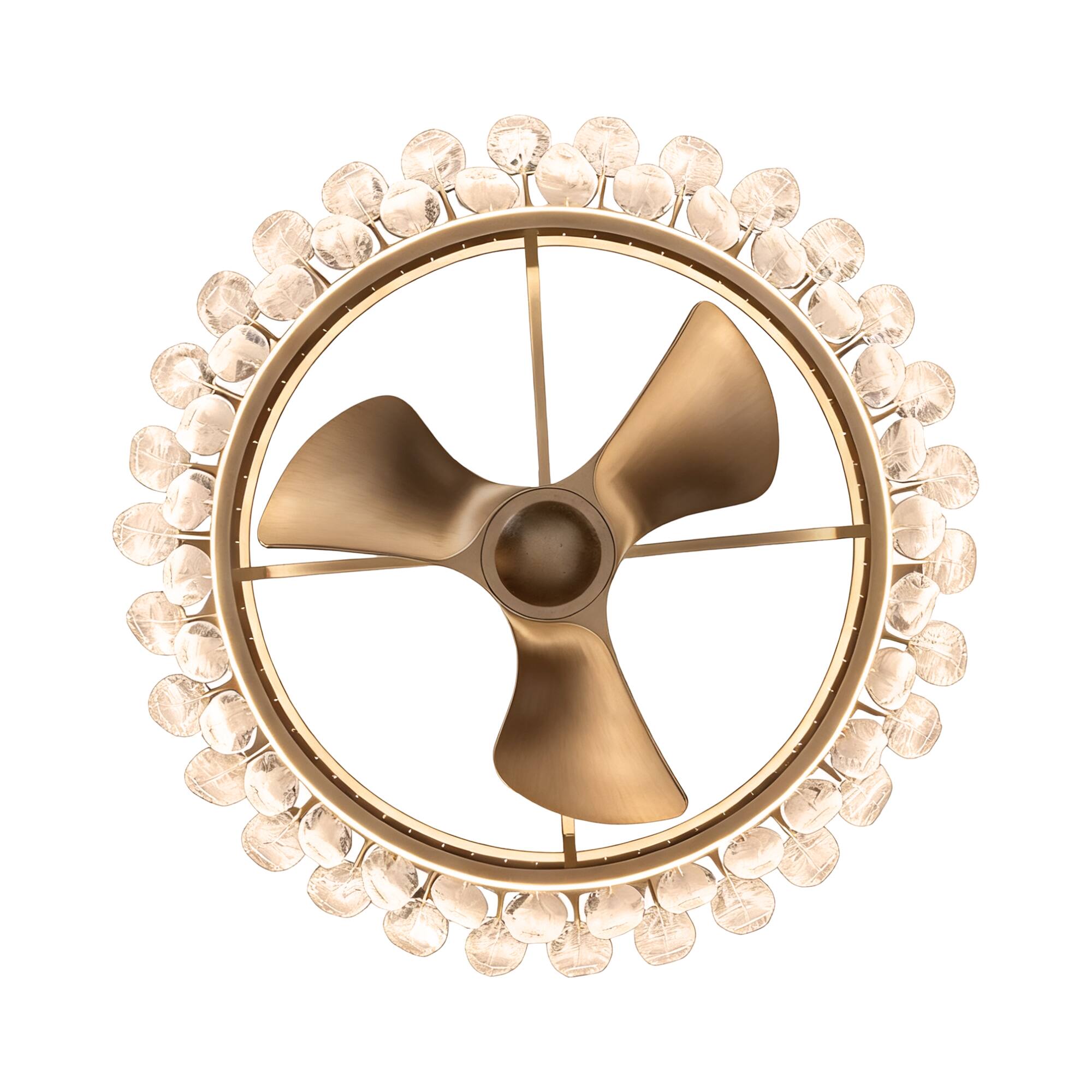 Alt View 9. Parrot Uncle - 32" French Elegant Antique silver Glass Feather LED Fandelier Ceiling Fan with Remote - Antique Silver.