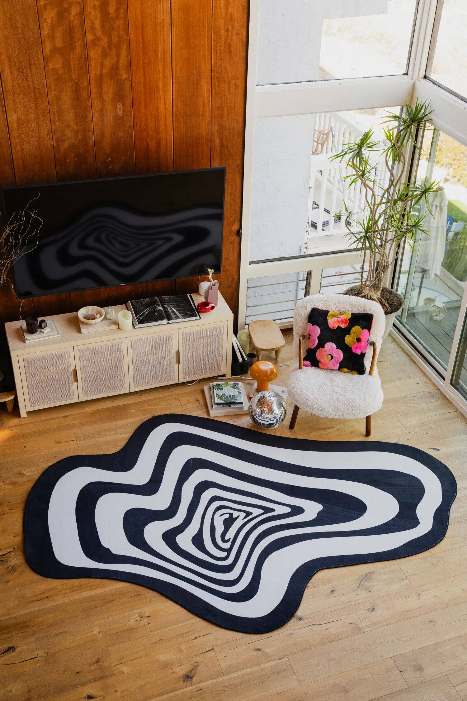 Angle. Lanyspace - 7'x10' Area Rug, Washable Rugs Non-Slip Rugs, Easy Clean Soft Carpet, Vertigo Irregular Area Rug for Home Decor - Multicolor.